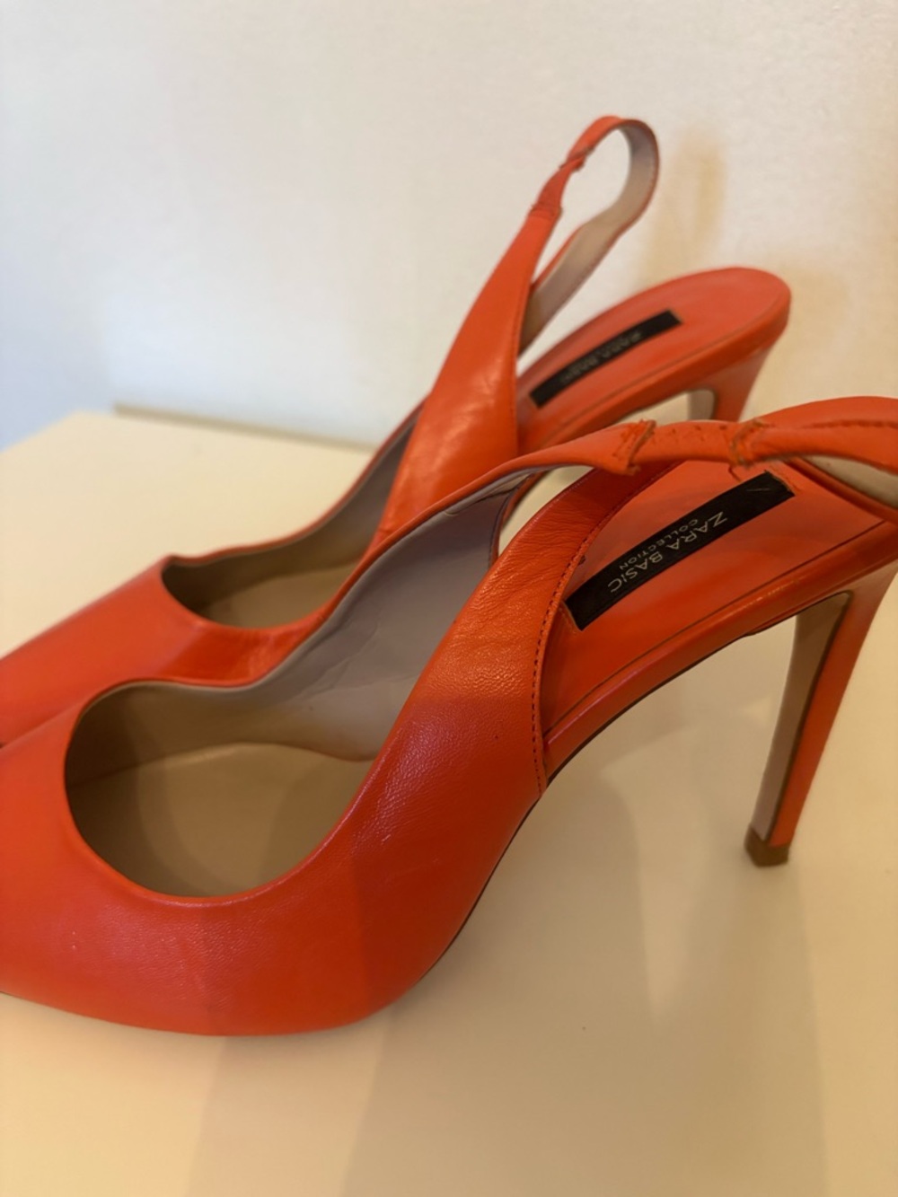 Zara Orange Pointed Slingback Pumps - Picture 3 of 5